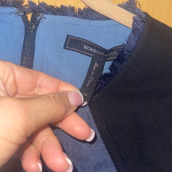 BCBG Womens Top Size Medium Blue Max Azria Sleeveless Peplum Denim Pure Cotton - Picture 3 of 8